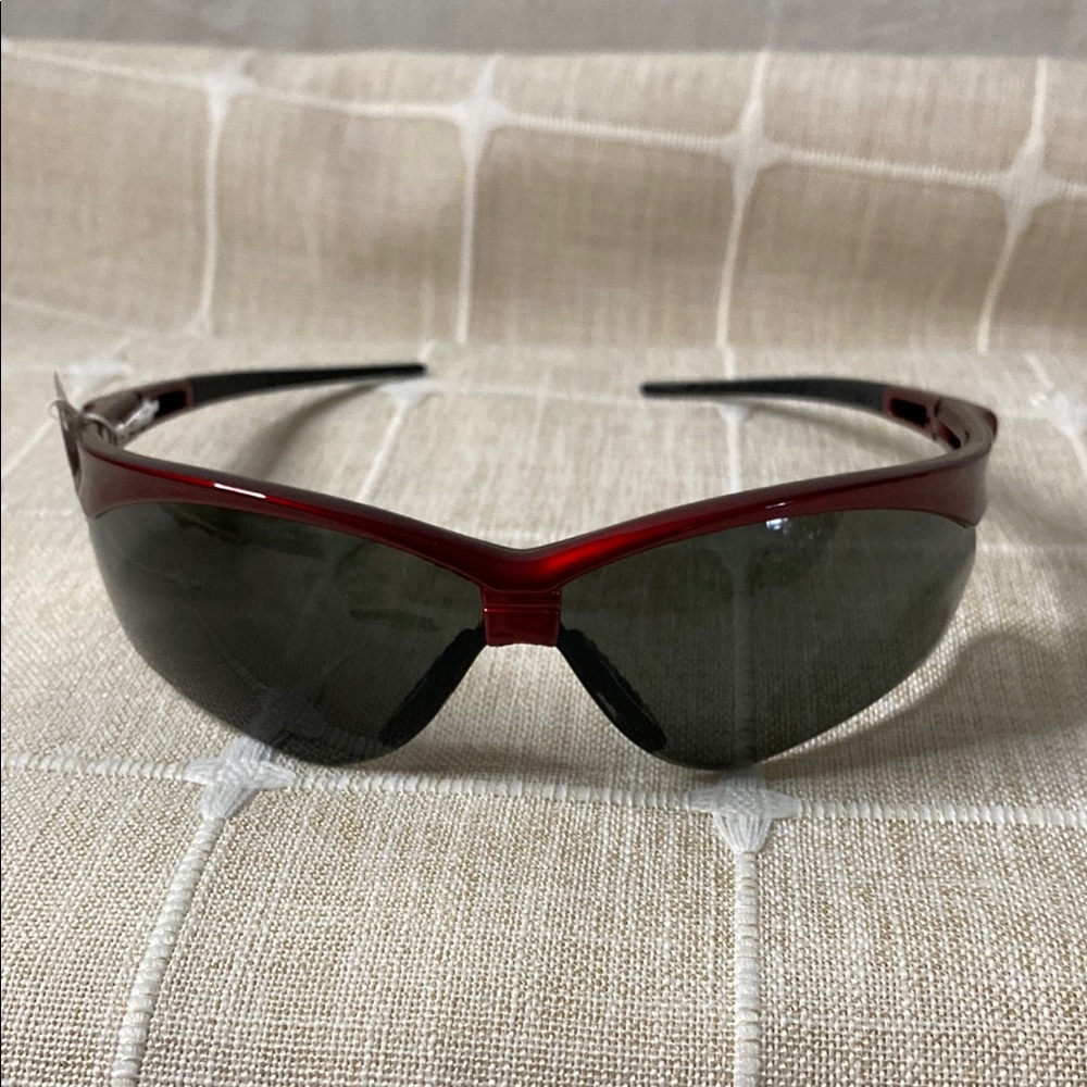 Nemesis Safety Sunglasses Smoke Red Frame Gray Lens Protective Eyewear‎ Impact